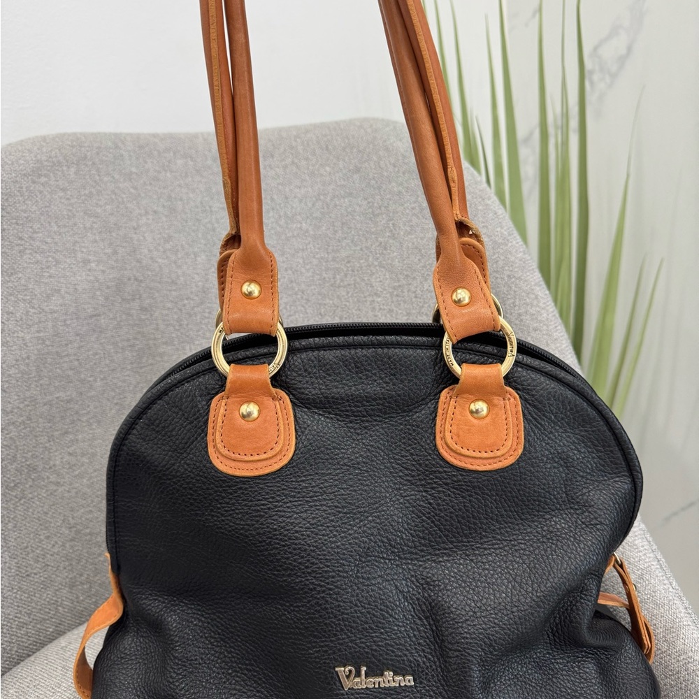 Valentina Black and Brown Shoulder Bag